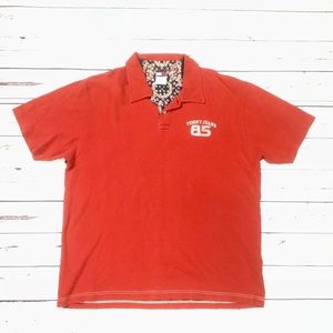 Tommy Hilfiger Men XL Red White Polo Rugby Vintage